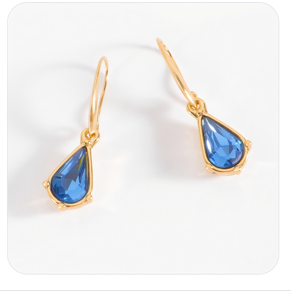 Gold Plated Elegant Blue and‎ Gold Teardrop Earrings